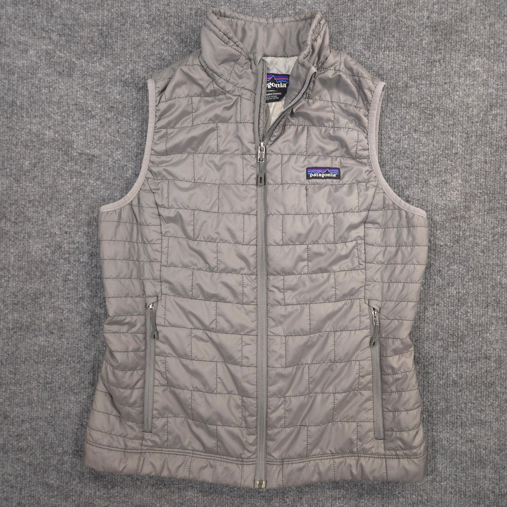 Patagonia Nano Puff Vest Womens M Gray Quilted Primaloft Insulated Performance